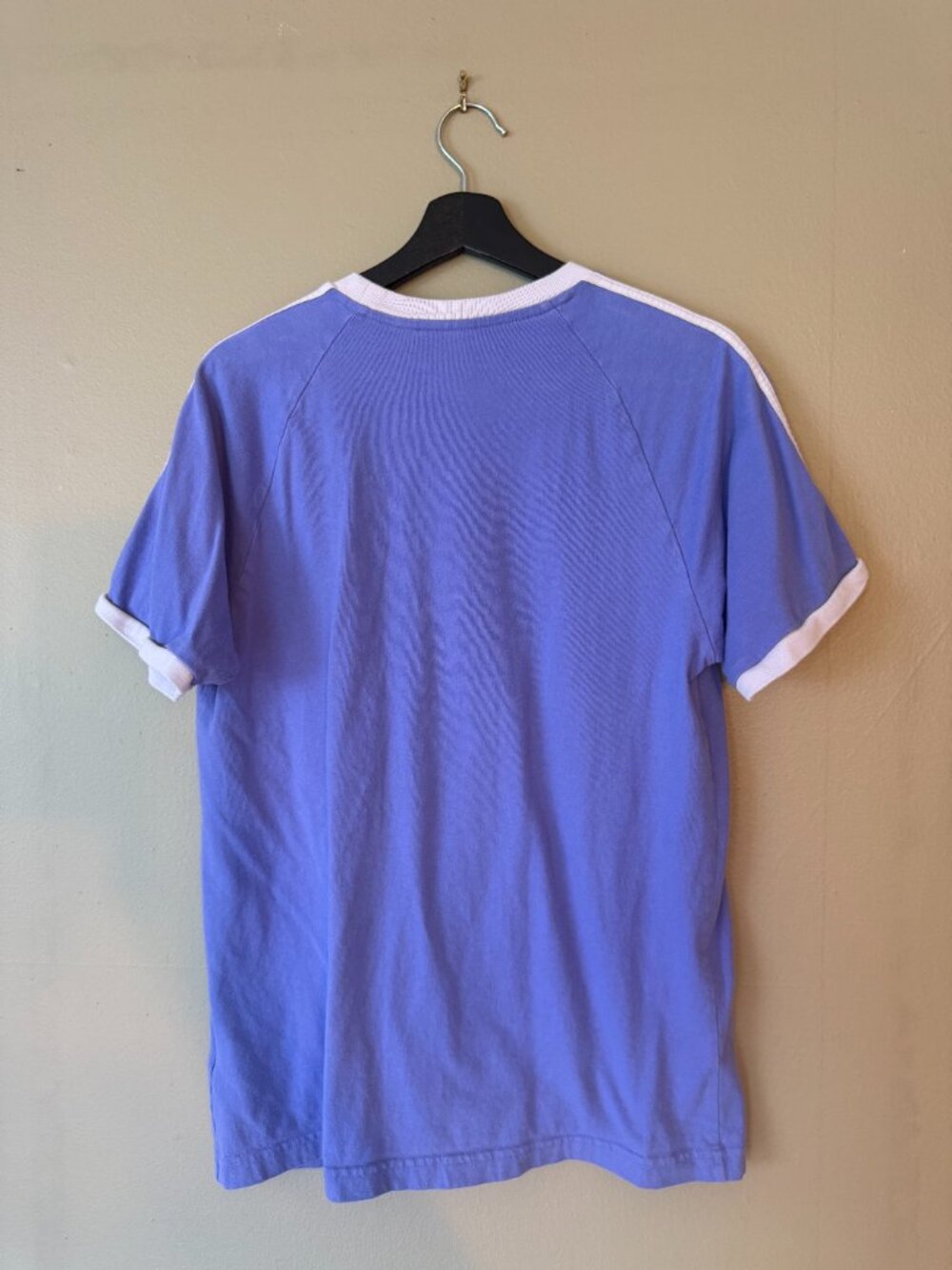 Adidas Originals Men's Purple 3-Stripe Ringer T-Shirt Medium - Picture 3 of 5